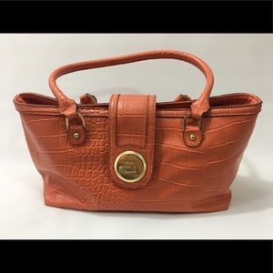 Coral Alligator Print Purse Handbag, NWOT